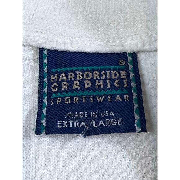 Vintage Harbor Side Graphics Sportswear Boating Quarter Zip White Mens Size XL - Picture 6 of 6